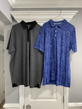 Puma Men's Polo Shirt - Blue and Charcoal